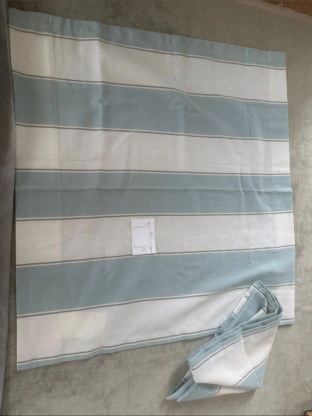 Pair Square Curtains Cotton blend Stripe Classy tone Cream Sage Green rod tunnel